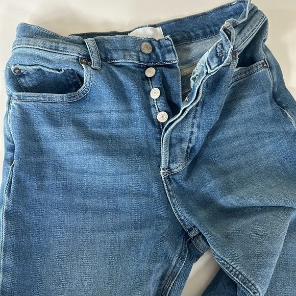 Boyish The Mikey High Rise Wide Leg Jeans Raw Hem Authentic Stretch Size 25 - Picture 7 of 12